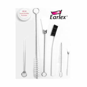 Earlex spray gun cleaning kit with brushes, grease, and detailed maintenance tools