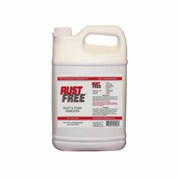 Gallon jug of Rust Free rust and stain remover for woodworking tools and metal surfaces