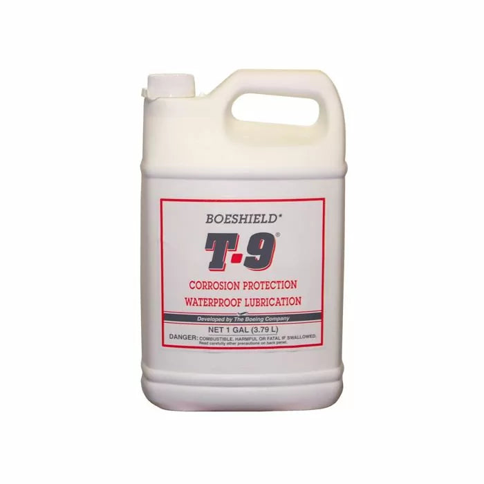 Boeshield T-9 corrosion protection and waterproof lubrication gallon jug for woodworking tools