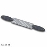 Rectangular diamond sharpening file with textured surface and black handles, labeled DC 100.