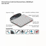 Double sided 300/600 grit diamond cross credit card sharpening stone with ergonomic handle
