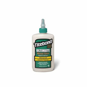 Titebond III Ultimate Wood Glue bottle for woodworking, waterproof adhesive, exterior or interior use