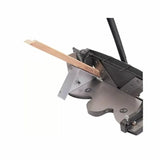 Wood trim cutting tool with angled guide for precise miter cuts on woodworking projects