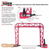 6.5-inch coping saw with cam-lever, 360-degree rotating blade hooks, ergonomic wood handle