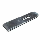 Steel hand plane blade for woodworking on white background