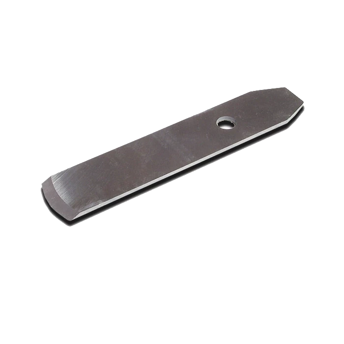 Replacement steel planer blade with mounting hole for woodworking tools