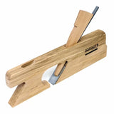 Wooden hand jointer plane with exposed blade for woodworking precision.