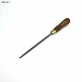 Round wood rasp file with wooden handle for woodworking and shaping projects