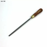 Round wood rasp with wooden handle for woodworking and shaping projects