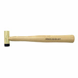 Brass hammer with wooden handle for woodworking, marked GRACE USA BH-4DT on white background