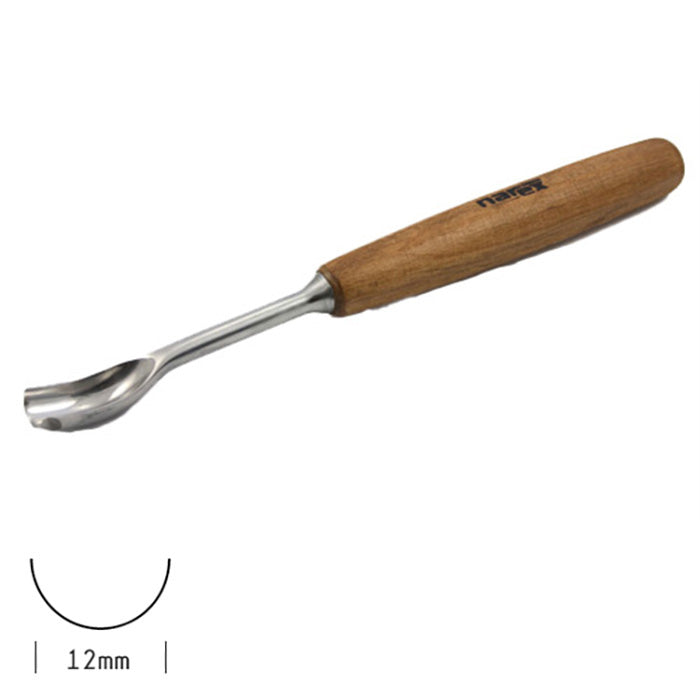 Woodworking gouge chisel with wooden handle, 12mm curved blade for carving