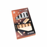 Wood carving chisel starter set with wooden handles in retail packaging