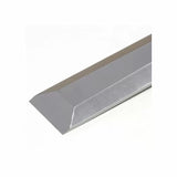 Steel woodworking chisel blade with beveled edge on white background