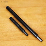 Two black steel woodworking tool extensions on a wood surface, part #101-966.