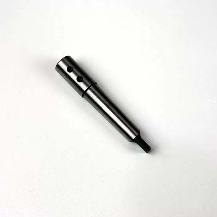 Steel woodworking tool adapter with holes, isolated on white background