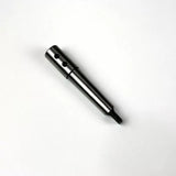 Steel woodworking tool adapter with holes, isolated on white background