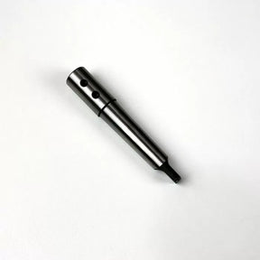Steel woodworking tool adapter with holes, isolated on white background
