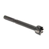 Carbide-tipped Forstner bit for woodworking, shown isolated on white background.