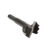 Carbide tipped Forstner bit for woodworking with sharp cutting edges on white background