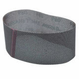 Mesh sanding belt for woodworking, close-up showing abrasive texture and seamless joint