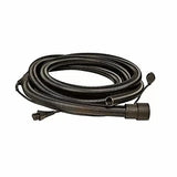 Black flexible dust collection hose for woodworking tools, coiled and corrugated