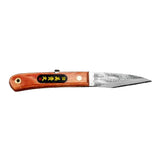Japanese woodworking knife with wooden handle and engraved kanji, ideal for precision carving