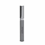 Straight carbide tipped router bit for woodworking on white background