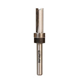 Carbide straight router bit with bearing for woodworking, isolated on white background