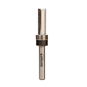 Carbide straight router bit with bearing for woodworking, isolated on white background