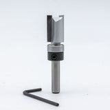 Carbide straight router bit with bearing and hex key for woodworking applications