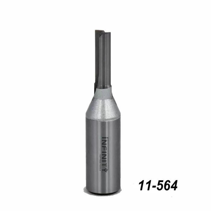 Straight carbide router bit for woodworking, product number 11-564 on white background