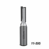 Carbide-tipped straight router bit for woodworking, product number 11-595, on white background.