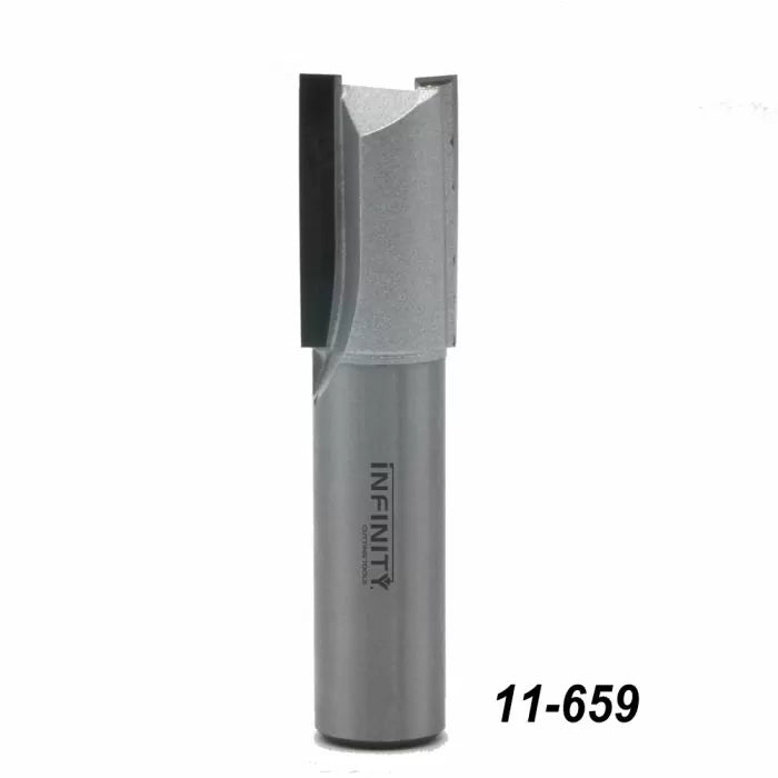 Straight carbide router bit for woodworking, item number 11-659, on white background.