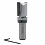 Carbide-tipped router bit with guide bearing and hex key for woodworking projects
