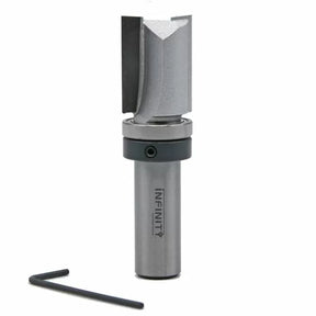 Carbide-tipped router bit with guide bearing and hex key for woodworking projects