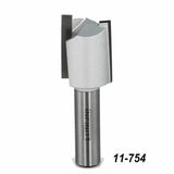 Carbide router bit for woodworking, straight flute, product code 11-754 on white background