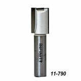 Straight carbide woodworking router bit with cutting edge, item 11-790, on white background