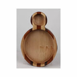 Round segmented wood serving tray with a small circular dip section, ideal for woodworking projects.