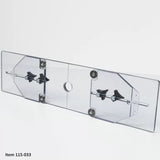 Clear acrylic router table fence with adjustment knobs and center hole for woodworking precision