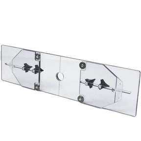 Clear acrylic router table fence with adjustable wings and center dust port