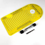 Jasper yellow router circle cutting guide with metal router bit and centering pin on white background