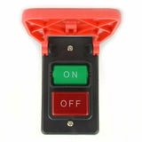 Workshop safety power switch with red cover, green ON and red OFF buttons