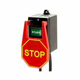 Power tool safety switch with large stop paddle and green start button
