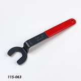 7/8 inch open-end wrench with red handle for woodworking tools, isolated on white