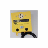 Yellow iVAC Pro tool control box with power outlet and cord for woodworking dust collection
