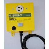iVAC Pro automatic dust collection switch with yellow housing and power cord