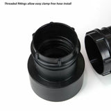 Dust collection hose threaded fittings for woodworking, clamp-free black plastic connectors