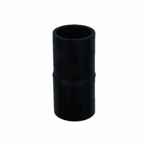 Black plastic dust collection hose connector for woodworking tools on white background