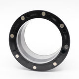 4 inch magnetic dust port with black rim and metal magnets for woodworking dust collection