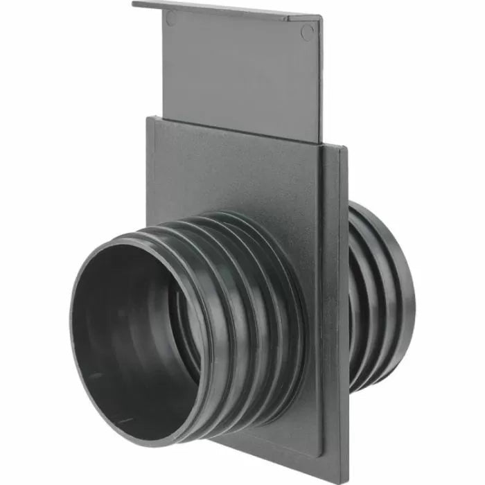 Plastic blast gate dust collection accessory with two ribbed hose ports